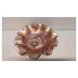 Marigold Carnival glass horse head bowl