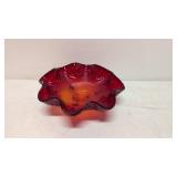 Fenton Ruby Red Amberina 3 Footed Hobnail bowl