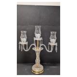 Vintage crystal 3 arm candelabra/ Hurricane shades