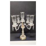 Vintage Crystal 5 arm candelabra /Hurricane shades