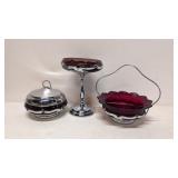 3 pcs. of 1924 patent Farber Wae Ruby Red