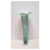 Art Glass Turquoise & Gold Vase