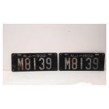 Pair 1932 New Jersey License plates
