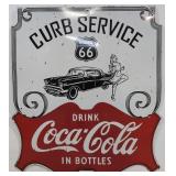 Porcelain Coca Cola Curb Service Route 66 sign