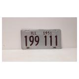 1951 Illinois License plate # 199 - 111