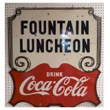 Porcelain Coca Cola Fountain / Luncheon sign