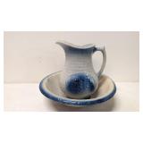 Antique Wild rose Stone ware  Bowl & Pitcher set