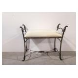 Ornate metal upholstered vanity stool