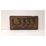 1934 Pennsylvania  License plate # L 3333