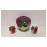 Vintage 1940s Apple Cookie jar & salt & Pepper