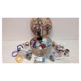 Hat Box full of costume Jewelry