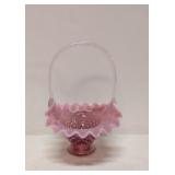 Pink Opalescent Hobnail small basket