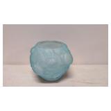 Fenton Ice Blue Puffy Satin Glass Rose Bowl