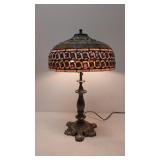 Vintage stained leaded glass lamp