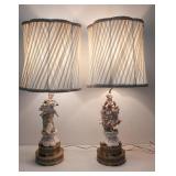 Antique pair of Capodimonte porcelain figural lamp