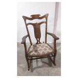 Antique Oak T-Back arm rocker