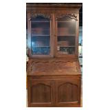 1800s Victorian Walnut Drop Front Secretary Desk