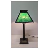 Green  Slag Glass Table Lamp