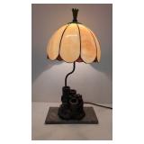 Slag Glass Monkey Table Lamp