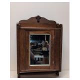Antique Oak Wall medicine Cabinet with mirror