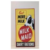 Milk Maid Dairy Embossed metal sign