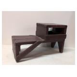 Primitive step down stool with storage