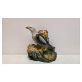 Antique 1930s Chalkware Bird and Flower Statue