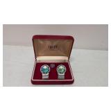 Swank Crystal Gemstone & Mesh Cuff links