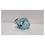Art Glass hand blown Teal Rabbit Paperweight
