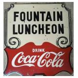 Porcelain Coca Cola Fountain Luncheon sign