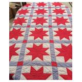 Hand made Red and White Star Quilt