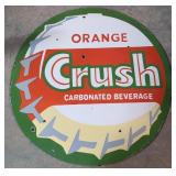 36' Round Orange Crush Porcelain sign