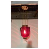 Mid Century Red Swirl Hanging Hall light