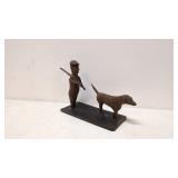 Vintage Folk Art Carved wood man & dog hunging