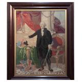 Rare Antique 1800s Needlepoint of 1st President