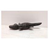 Vintage hand made Folk Art wood alligator Ice Decy
