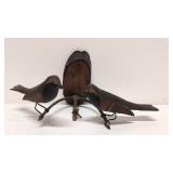 Vintage pair of Wood Folk Art Birds on tree branch