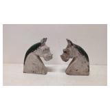 (2) Antique Folk Art Rustic wood carved horse head