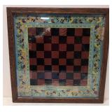 Antique Folk Art reverse painting Checker Board