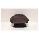 Vintage Tramp Folk Art Lidded Carved wood box