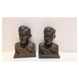 Antique set of Charles Lindberg cast iron bookends