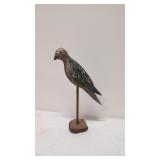 Vintage Folk Art Carved wood bird on stand