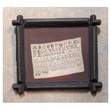 Antique ramp Art Framed Cross Stitch Sampler