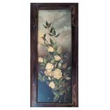 Antique 1800s oil painting ' Yellow Roses'