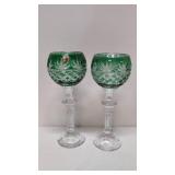 Pair Genuine hand cut to clear lead crystal candle