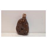 Rare ! vintage Folk Art Potato Flask - Brown glaze