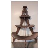 Antique Folk Art Half Round 4 tier plant stand
