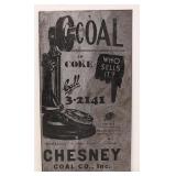 Vintage Chesney Coal Co., metal sign