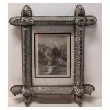Antique Tramp Art Frame with early Engraving