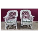 pair antique matching wicker rockers